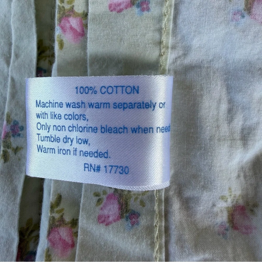 Simply Shabby Chic Blush Beauty King Size 2-Piece Sheet Set Green Pink Rosebuds